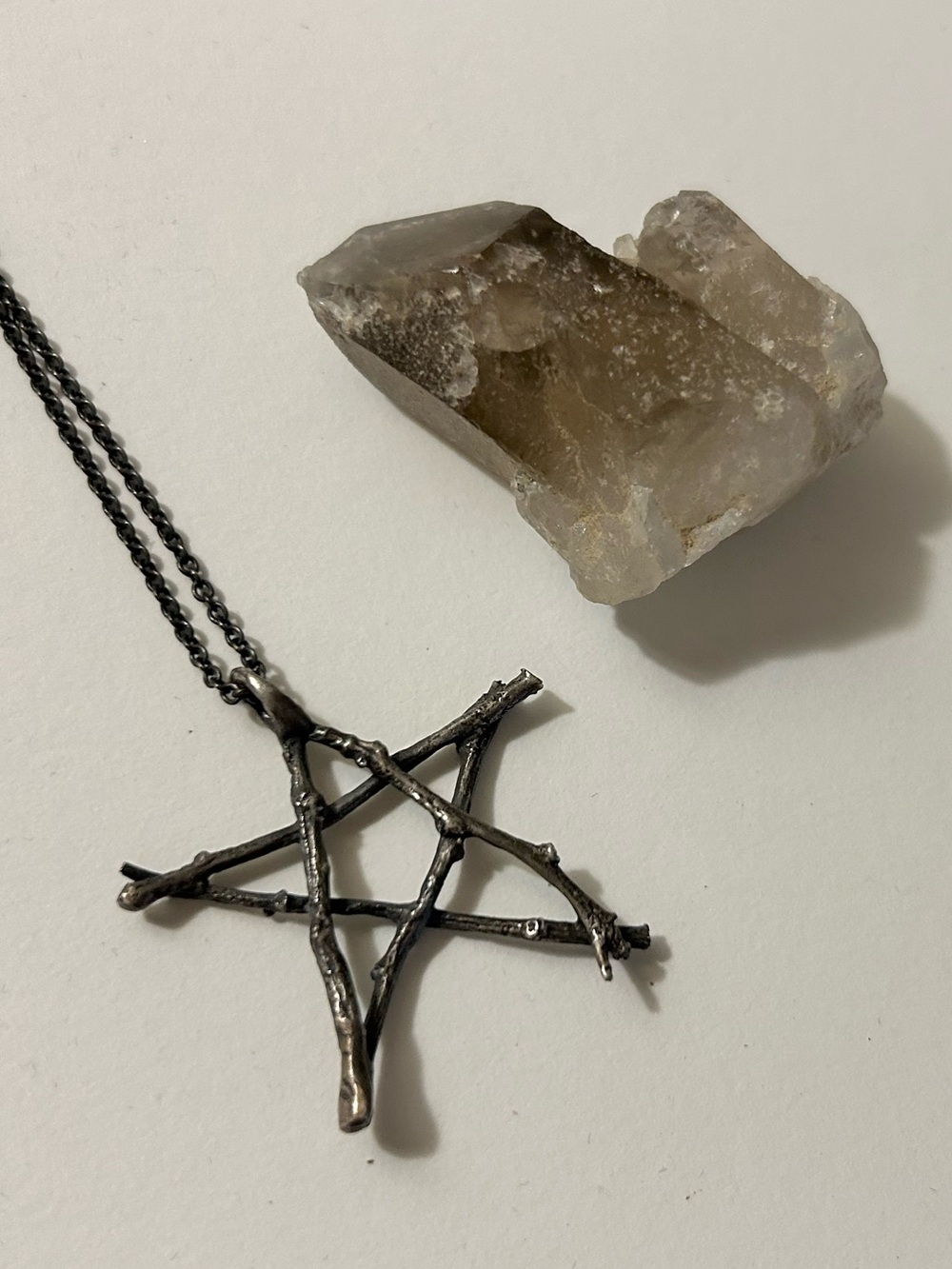 Silver Clay Twig Star Pendant & Chain - 24"